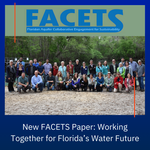 Image of the FACETS project team with the title "New FACETS Paper: Working Together for Florida's Water Future".
